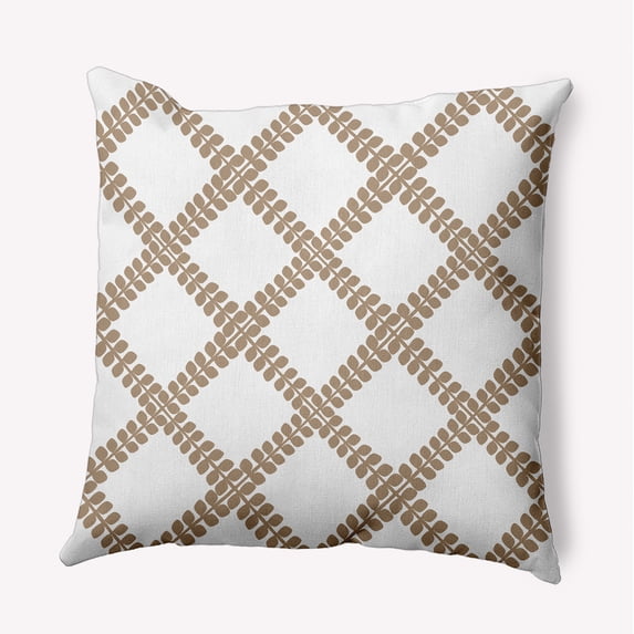 Simply Daisy 16" x 16" Leaf Plaid Decorative Throw Pillow, Taupe (1 count)