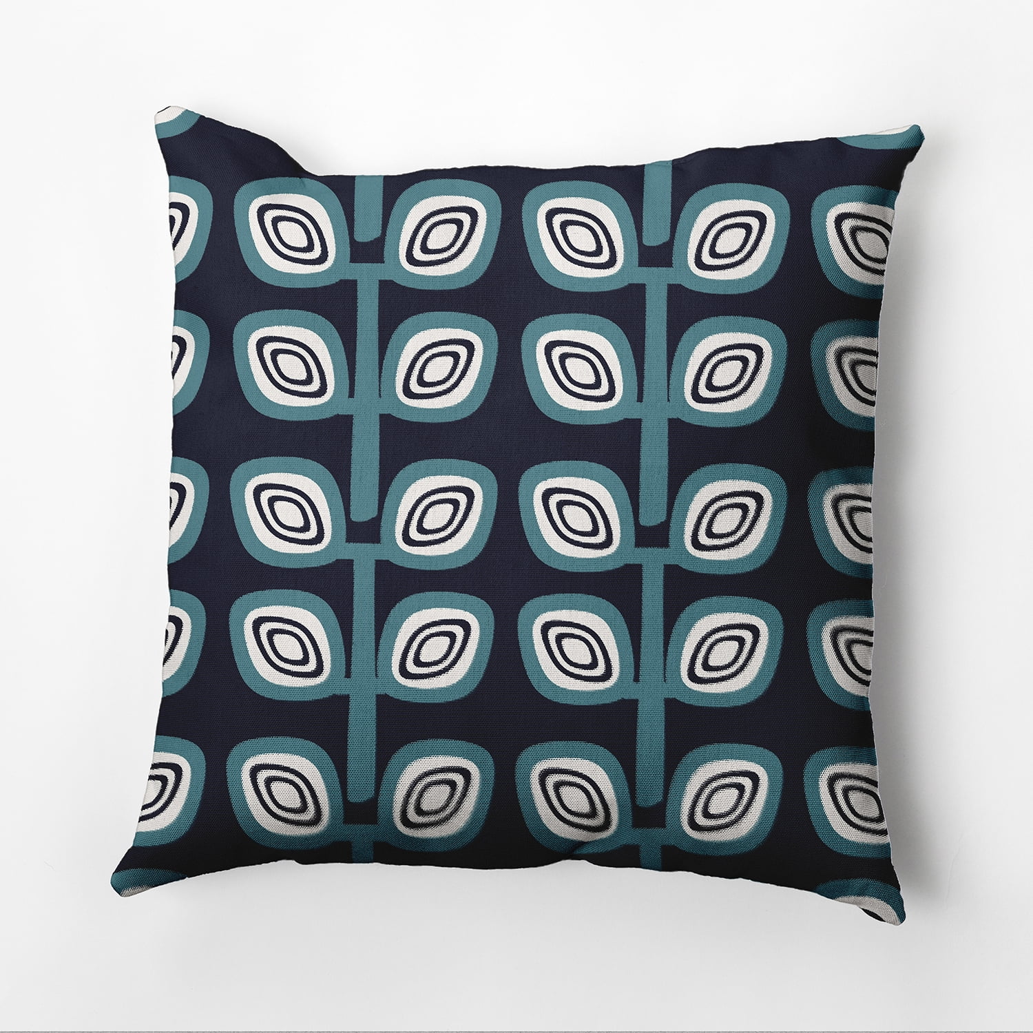 Simply Daisy 16" x 16" Leaf Tree Geometric Pillow, Navy|Blue (1 count)