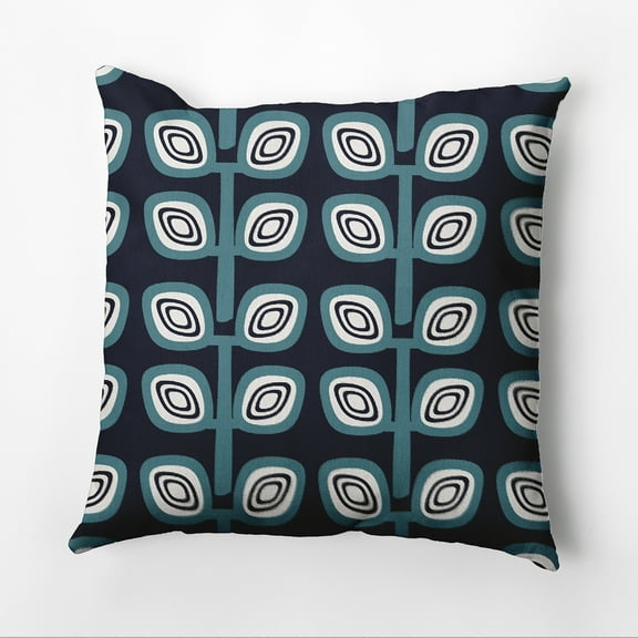 Simply Daisy 16" x 16" Leaf Tree Geometric Pillow, Navy|Blue (1 count)