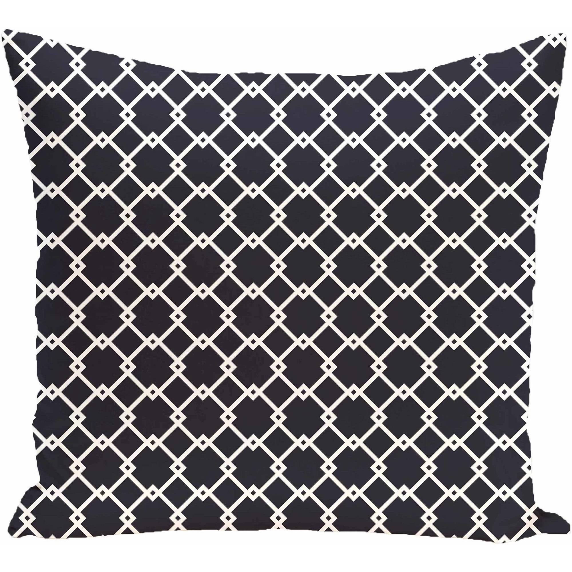Simply Daisy 16" x 16" Link Lock Geometric Print Pillow, Navy