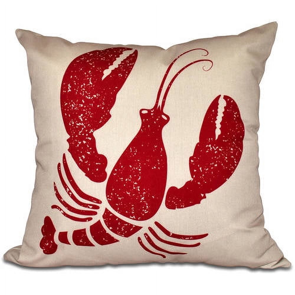 Simply Daisy 16" x 16" Lobster Animal Print Outdoor Pillow, Brown