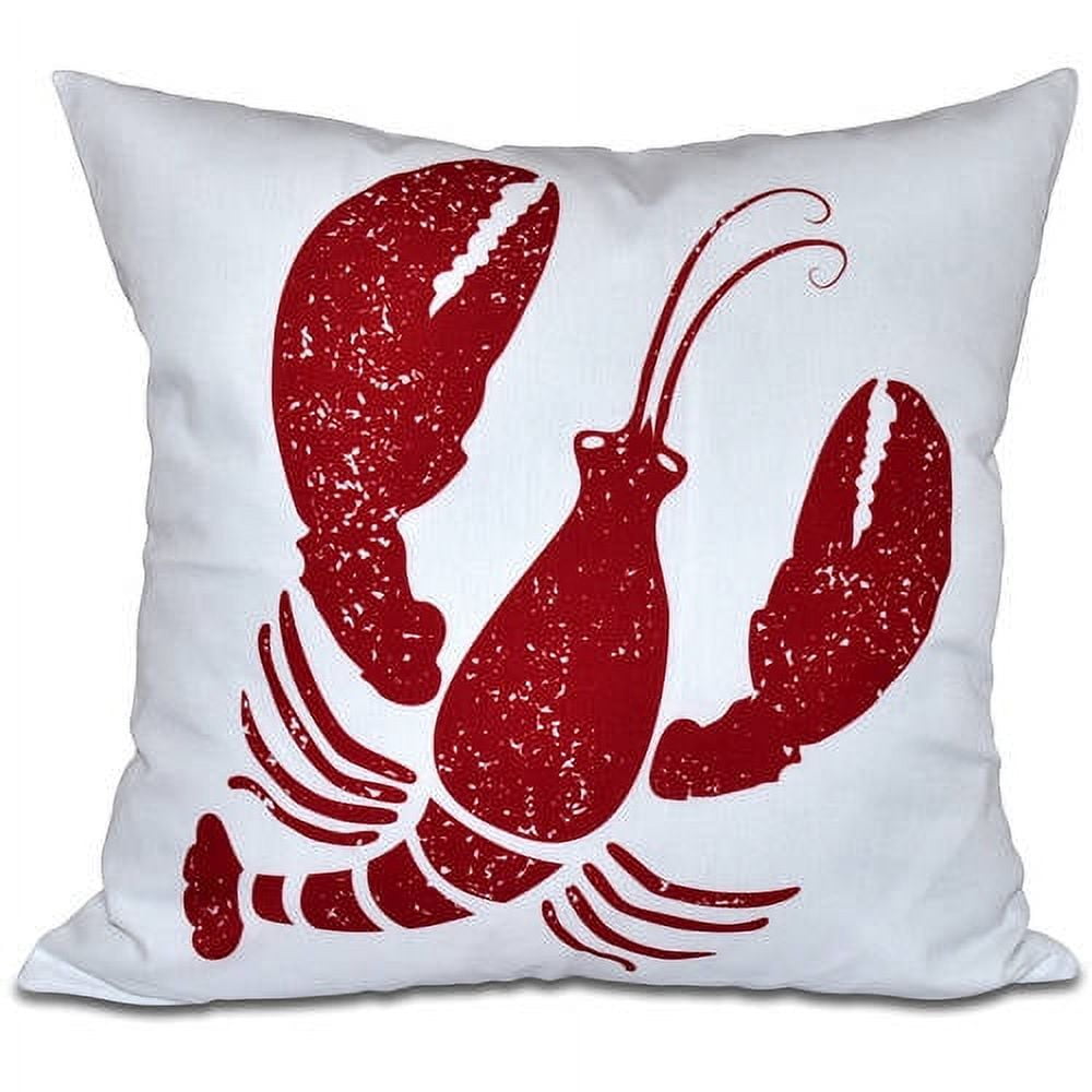 Simply Daisy 16" x 16" Lobster Animal Print Outdoor Pillow, White