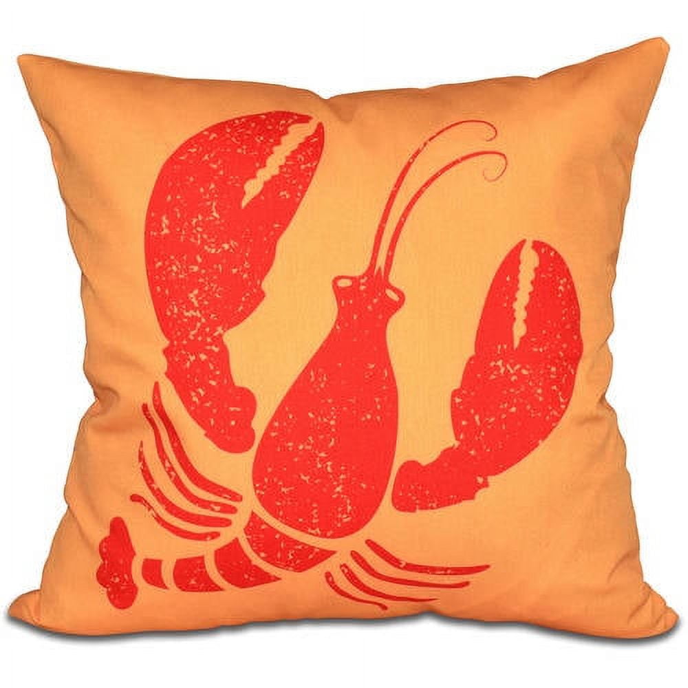 Simply Daisy 16" x 16" Lobster Animal Print Outdoor Pillow, Yellow