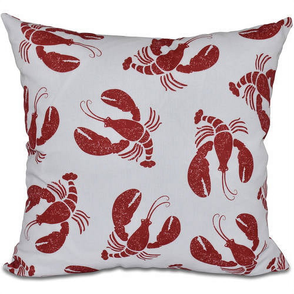 Simply Daisy 16" x 16" Lobster Fest Animal Print Outdoor Pillow