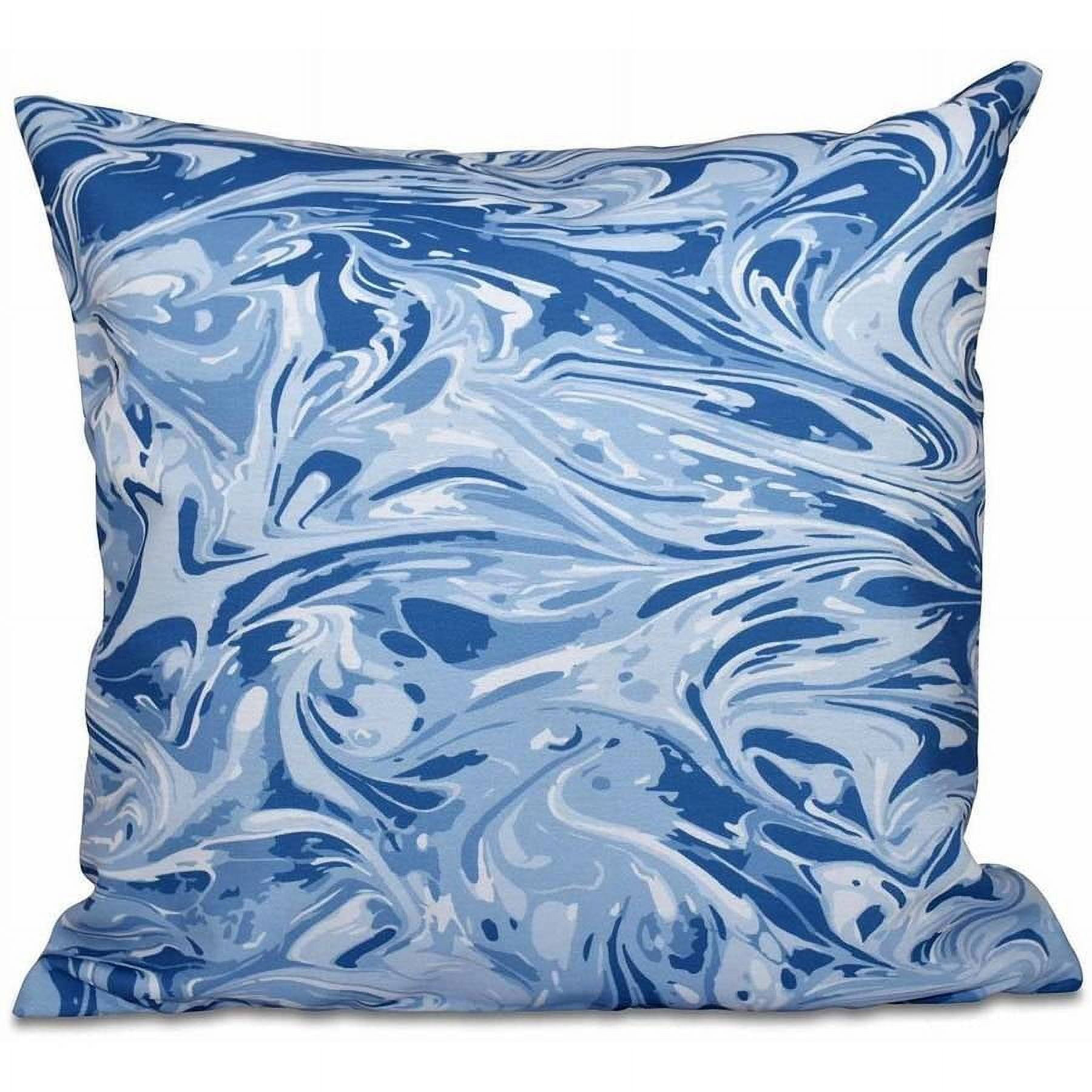 Blue and White Geometric Print 16" Square Pillow