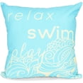 thumbnail image 1 of Simply Daisy 16" x 16" Mellow Mantra Word Print Outdoor Pillow, Turquoise, 1 of 1