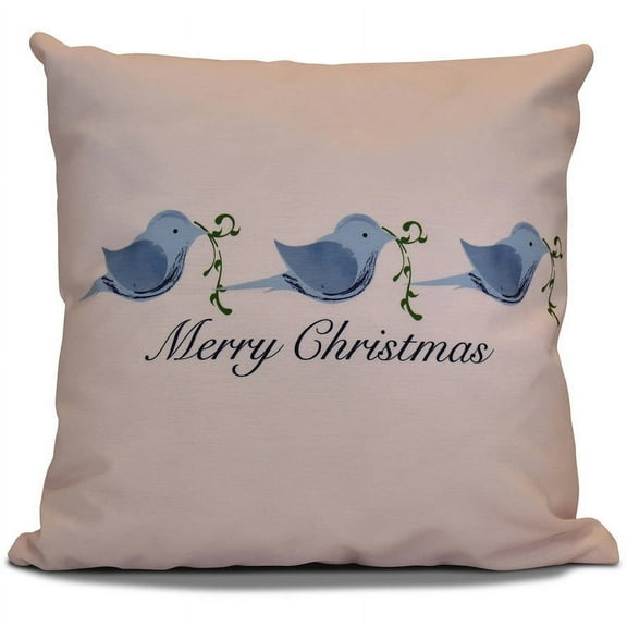 Simply Daisy 16" x 16" Merry Christmas Birds Word Print Pillow