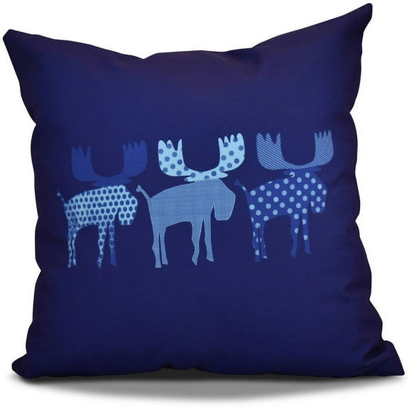 Simply Daisy 16" x 16" Merry Moose Animal Print Pillow, Navy