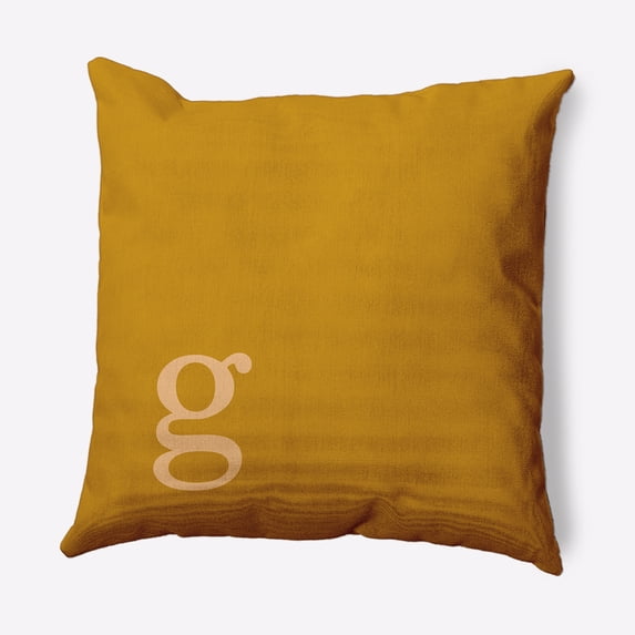 Simply Daisy 16" x 16" Modern Monogram Decorative Throw Pillow, Autumn Gold