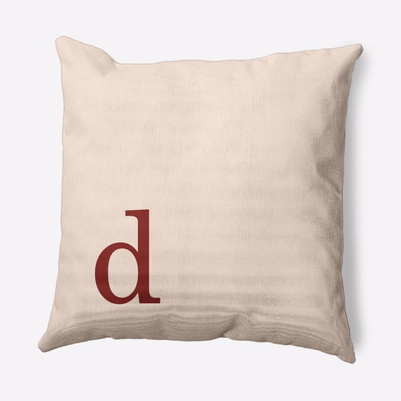 Simply Daisy 16" x 16" Modern Monogram Decorative Throw Pillow, Maple Red