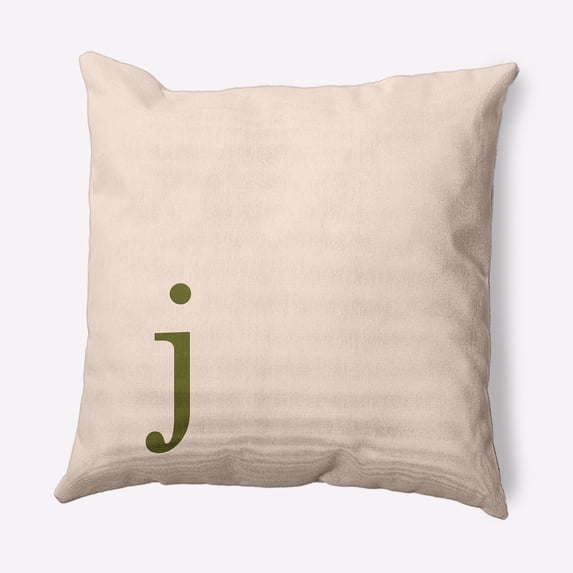 Simply Daisy 16" x 16" Modern Monogram Decorative Throw Pillow, Olive