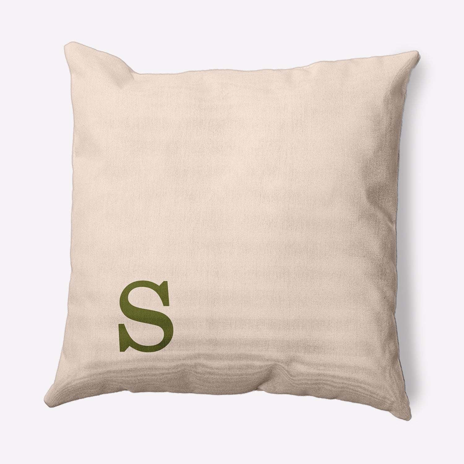 Simply Daisy 16" x 16" Modern Monogram Decorative Throw Pillow, Olive