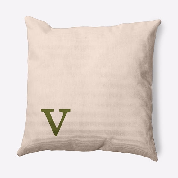 Simply Daisy 16" x 16" Modern Monogram Decorative Throw Pillow, Olive