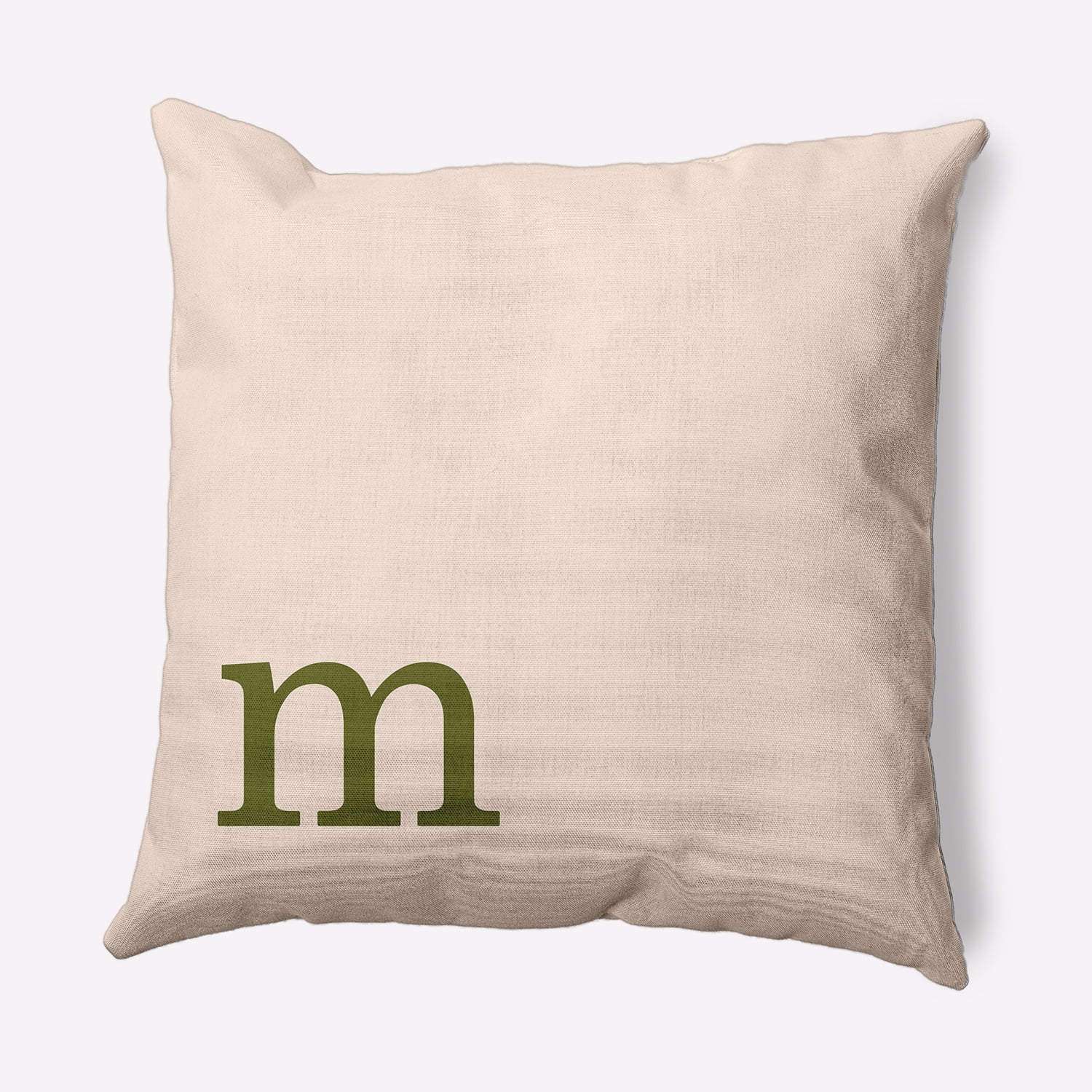Simply Daisy 16" x 16" Modern Monogram Decorative Throw Pillow, Olive