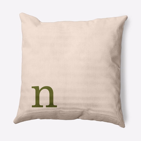 Simply Daisy 16" x 16" Modern Monogram Decorative Throw Pillow, Olive