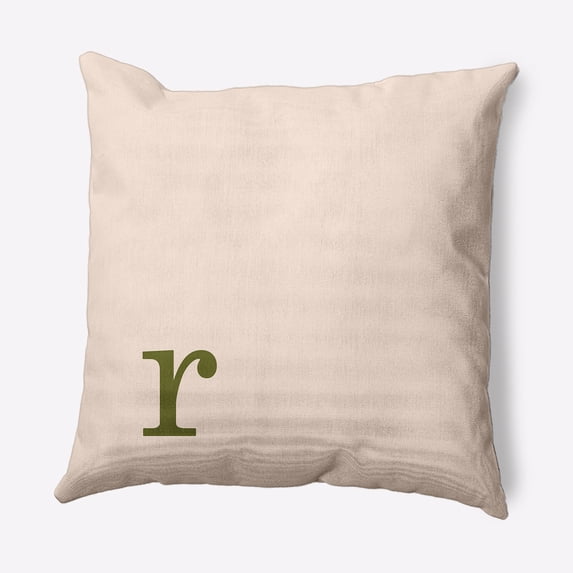 Simply Daisy 16" x 16" Modern Monogram Decorative Throw Pillow, Olive
