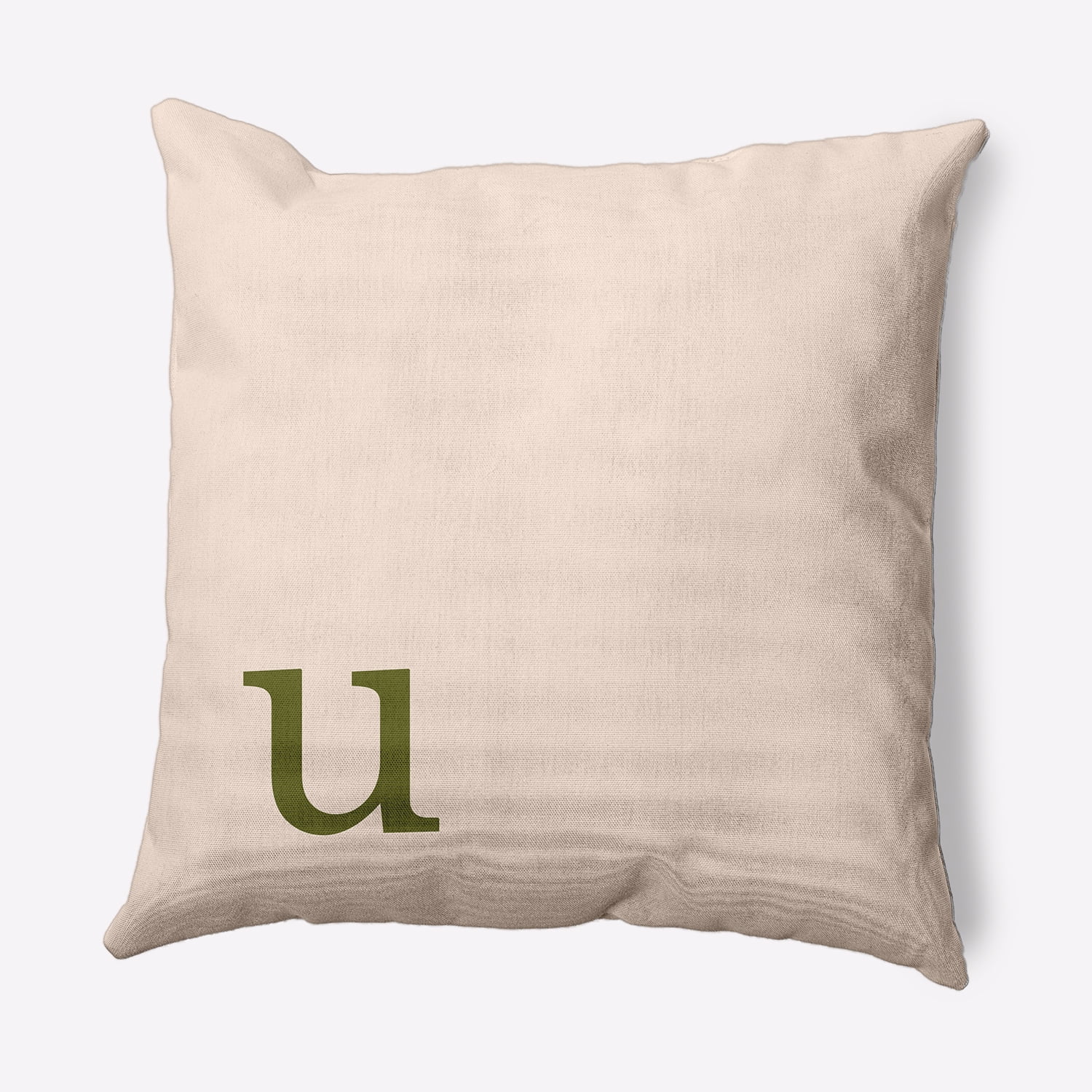 Simply Daisy 16" x 16" Modern Monogram Decorative Throw Pillow, Olive
