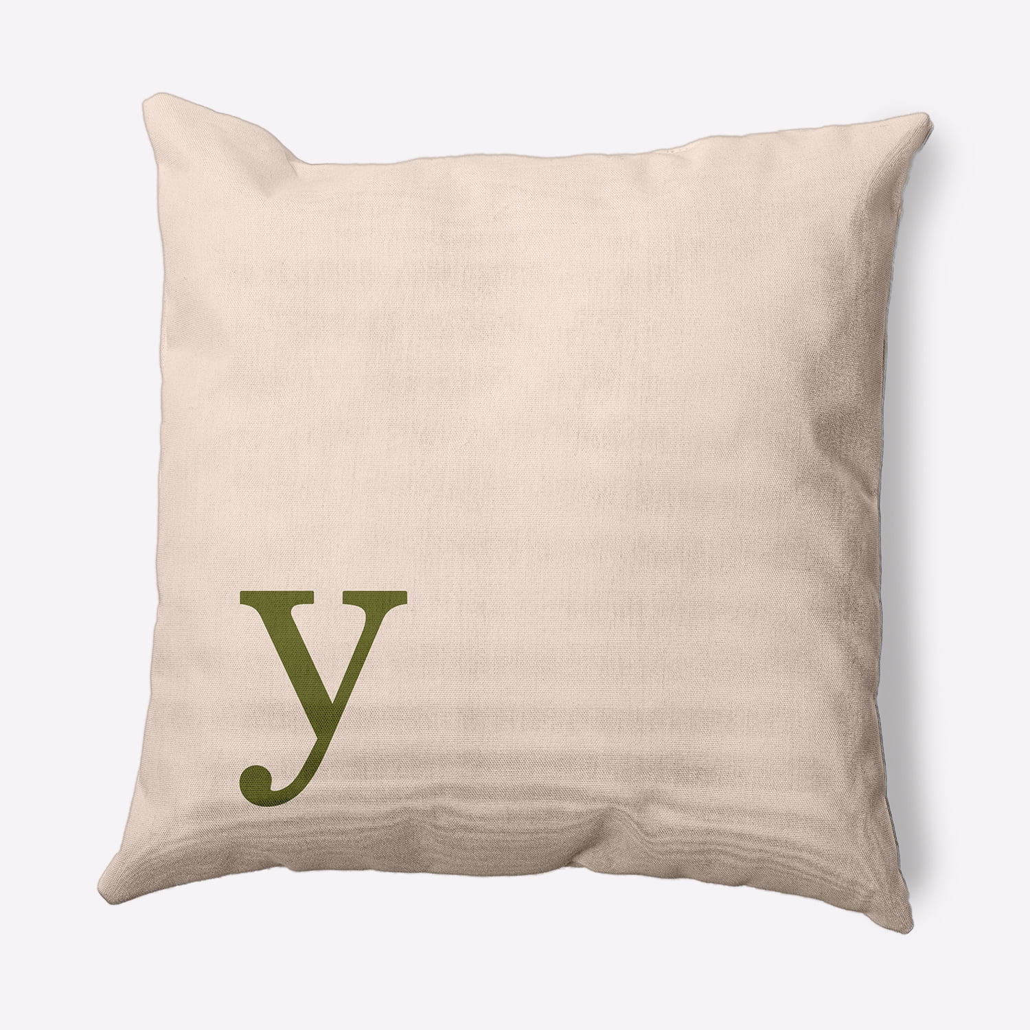 Simply Daisy 16" x 16" Modern Monogram Decorative Throw Pillow, Olive