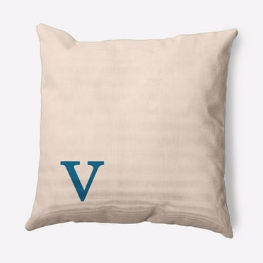 Simply Daisy 16" x 16" Modern Monogram Indoor/Outdoor Polyester Throw Pillow, Autumn Blue