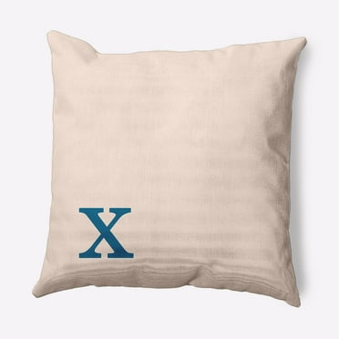 Simply Daisy 16" x 16" Modern Monogram Indoor/Outdoor Polyester Throw Pillow, Autumn Blue