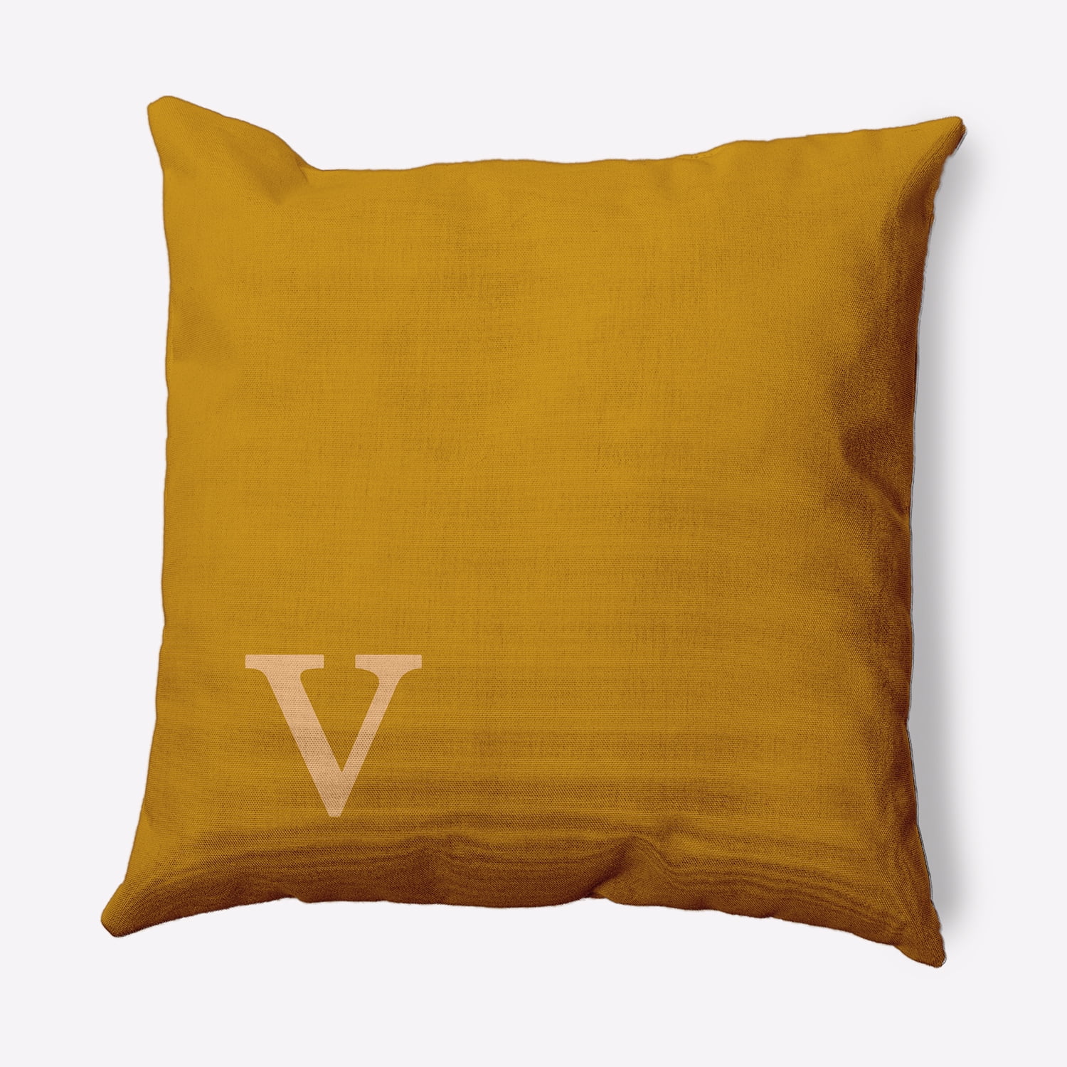 Simply Daisy 16" x 16" Modern Monogram Indoor/Outdoor Polyester Throw Pillow, Autumn Gold