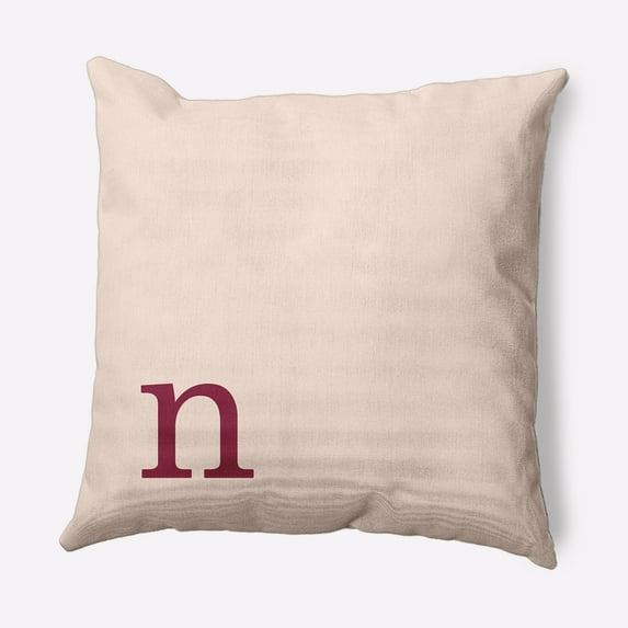 Simply Daisy 16" x 16" Modern Monogram Indoor/Outdoor Polyester Throw Pillow, Cranberry
