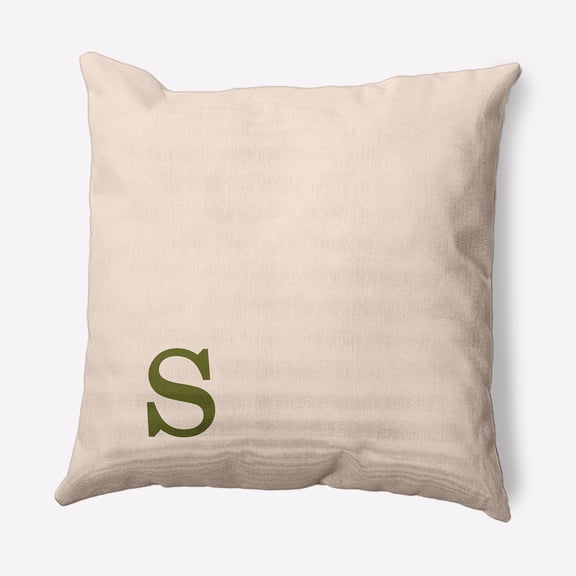 Simply Daisy 16" x 16" Modern Monogram Indoor/Outdoor Polyester Throw Pillow, Olive