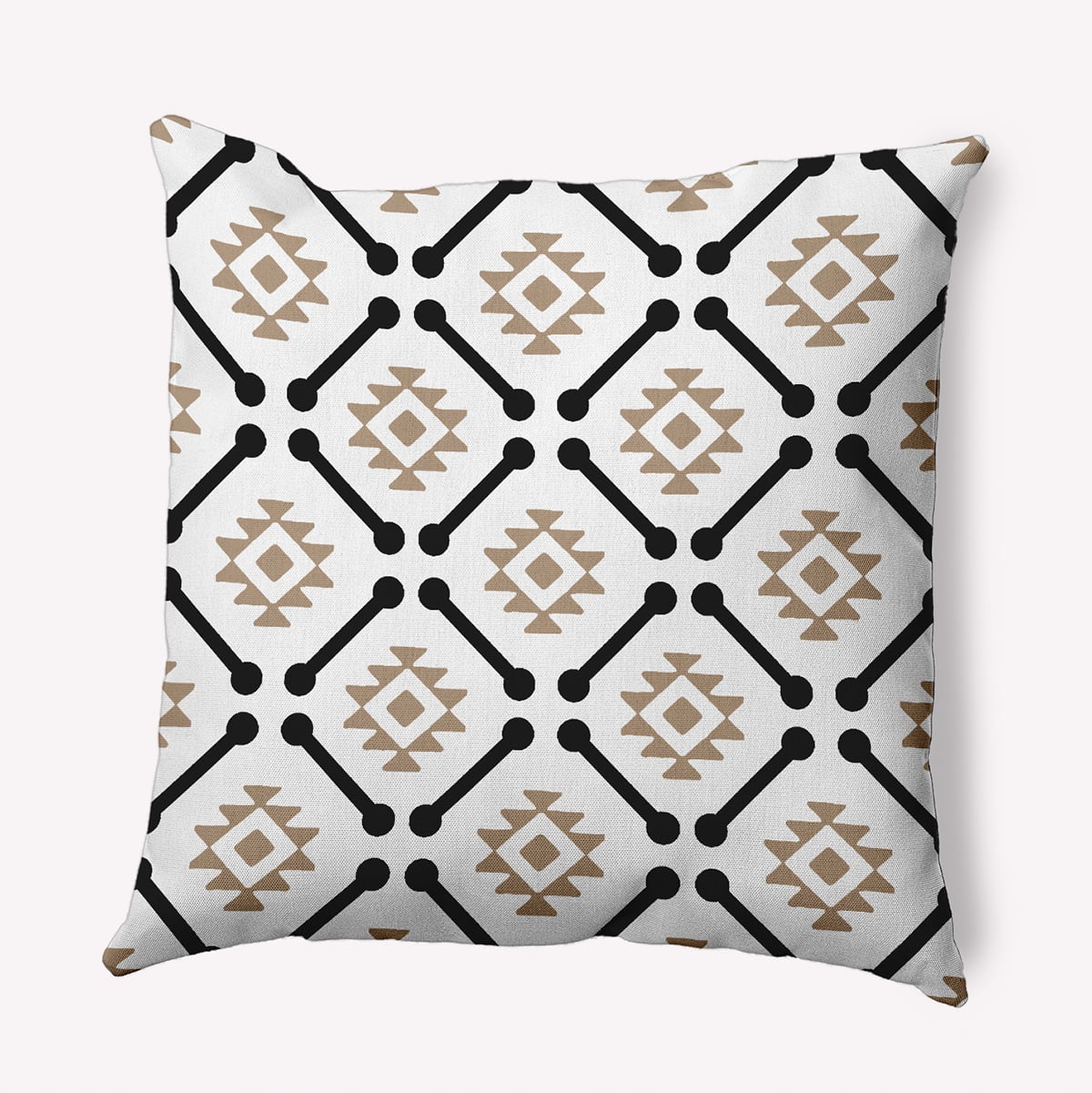Simply Daisy 16" x 16" Modern Tribal Pattern Indoor/Outdoor Throw Pillow, Taupe (1 count)