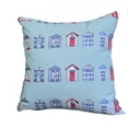 thumbnail image 1 of Simply Daisy, 16" x 16" Multi Beach Hut, Stripe Print Outdoor Pillow, Aqua, 1 of 2