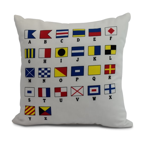 Simply Daisy, 16" x 16" Multi Smaller Letters, Geometric Print Outdoor Pillow, Red