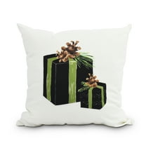 Simply Daisy, 16" x 16"Nature's Gift Black Holiday Print Decorative Outdoor Throw Pillow