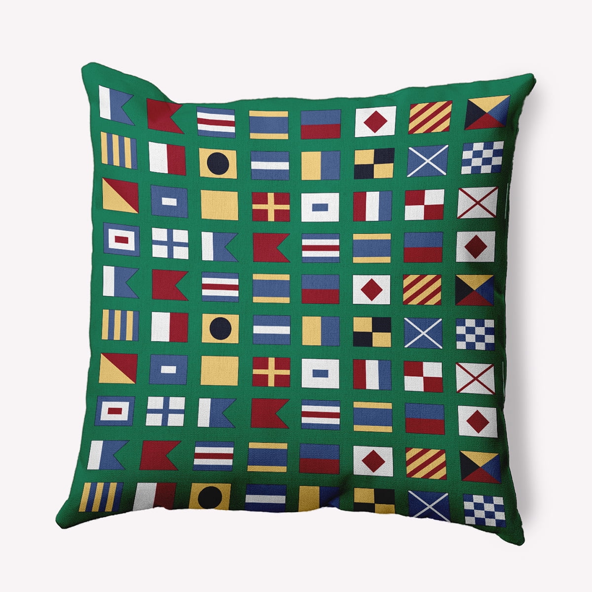 Simply Daisy 16" x 16" Nautical Flags Indoor/Outdoor Throw Pillow, True Mint (1 count)