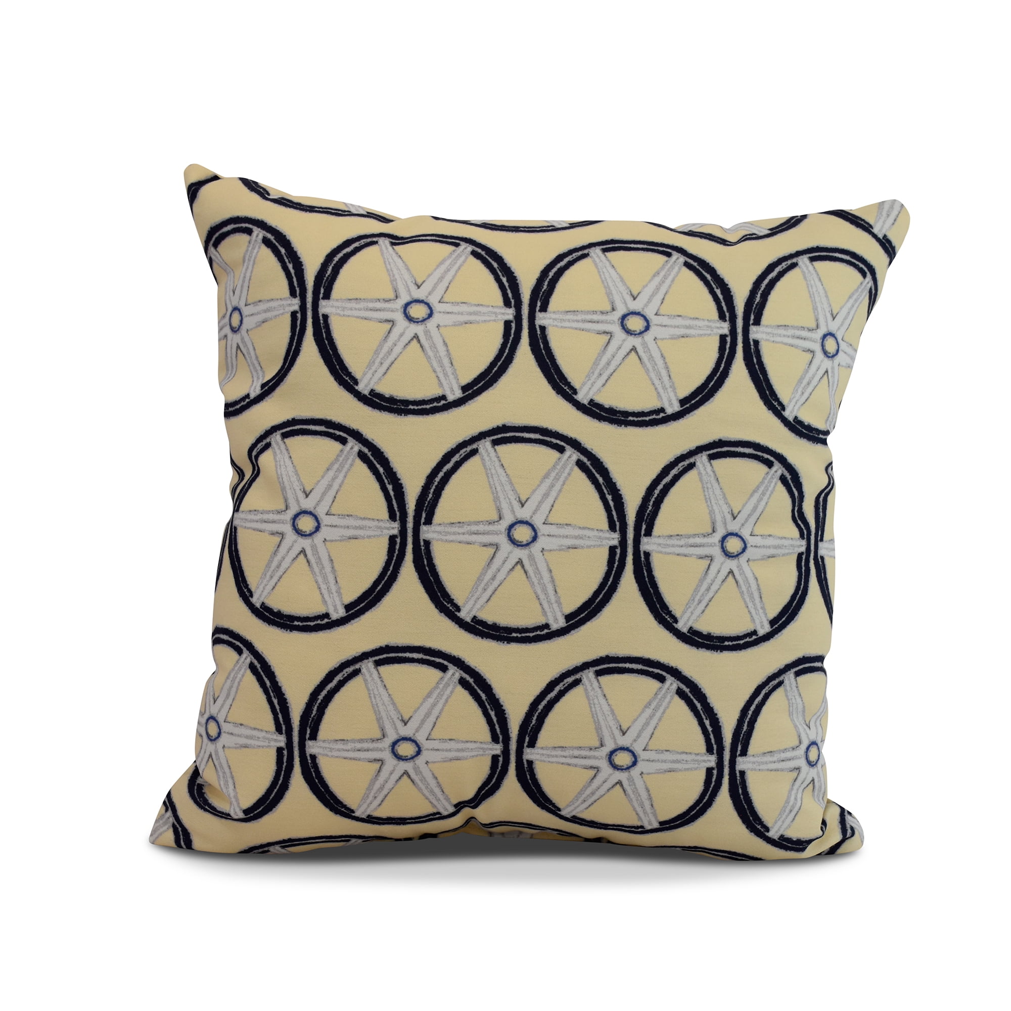 Simply Daisy, 16" x 16" Nautical Geo Lines, Geometric Print Outdoor Pillow, Yellow