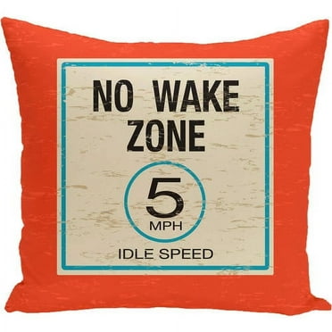Simply Daisy 16" x 16" No Wake Word Print Outdoor Pillow, Orange