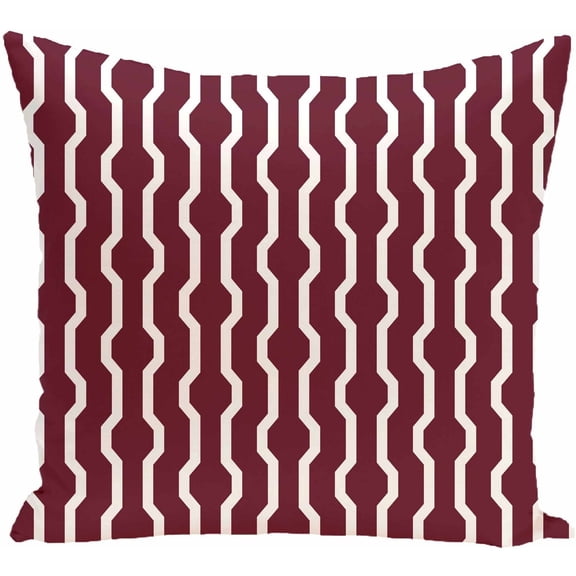 Simply Daisy 16" x 16" Nuts and Bolts Decorative Holiday Geometric Print Pillow, Cranberry