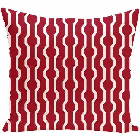 Simply Daisy 16" x 16" Nuts and Bolts Decorative Holiday Geometric Print Pillow, Red