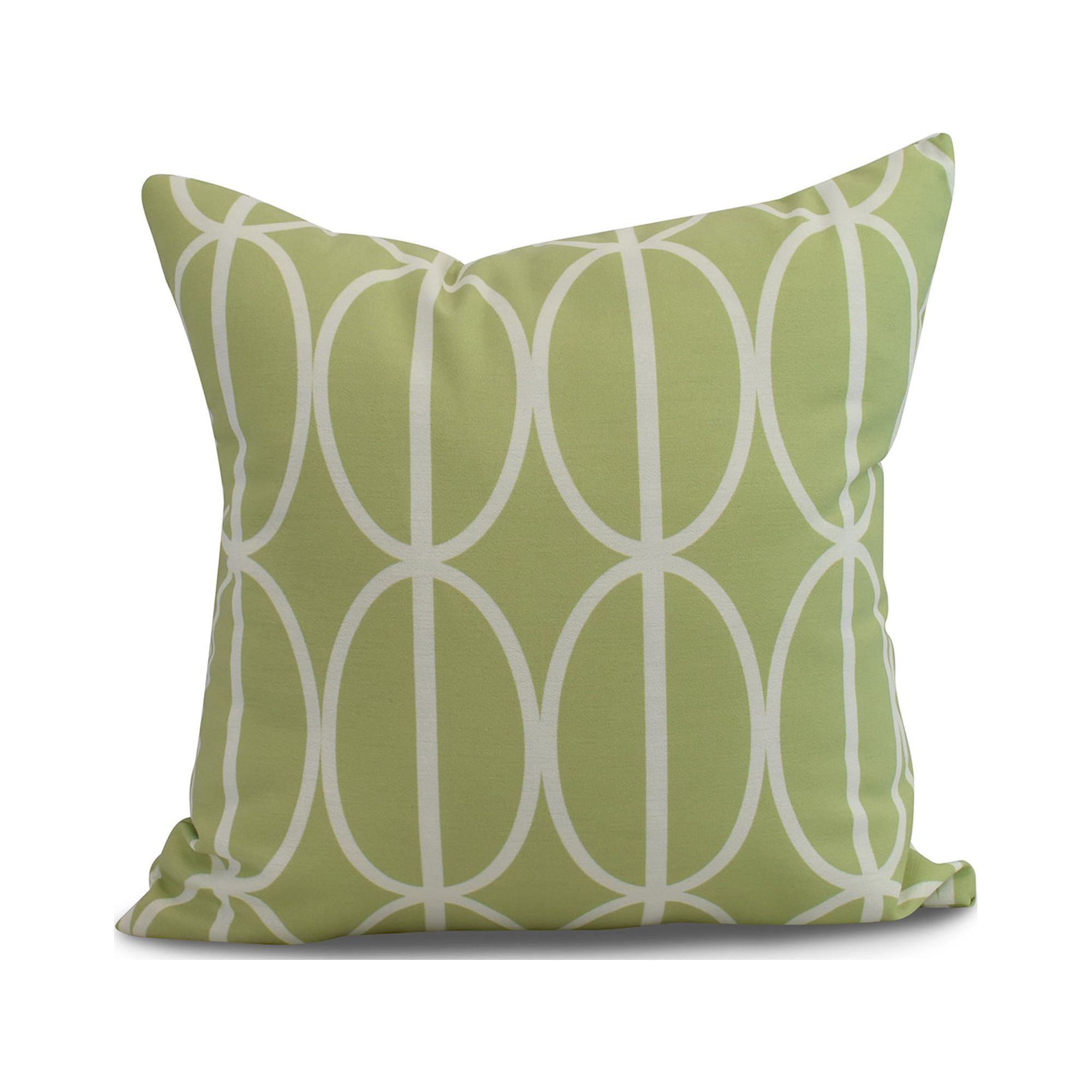 Simply Daisy, 16" x 16" Ovals Go \'Round , Geometric Print Outdoor Pillow, Green