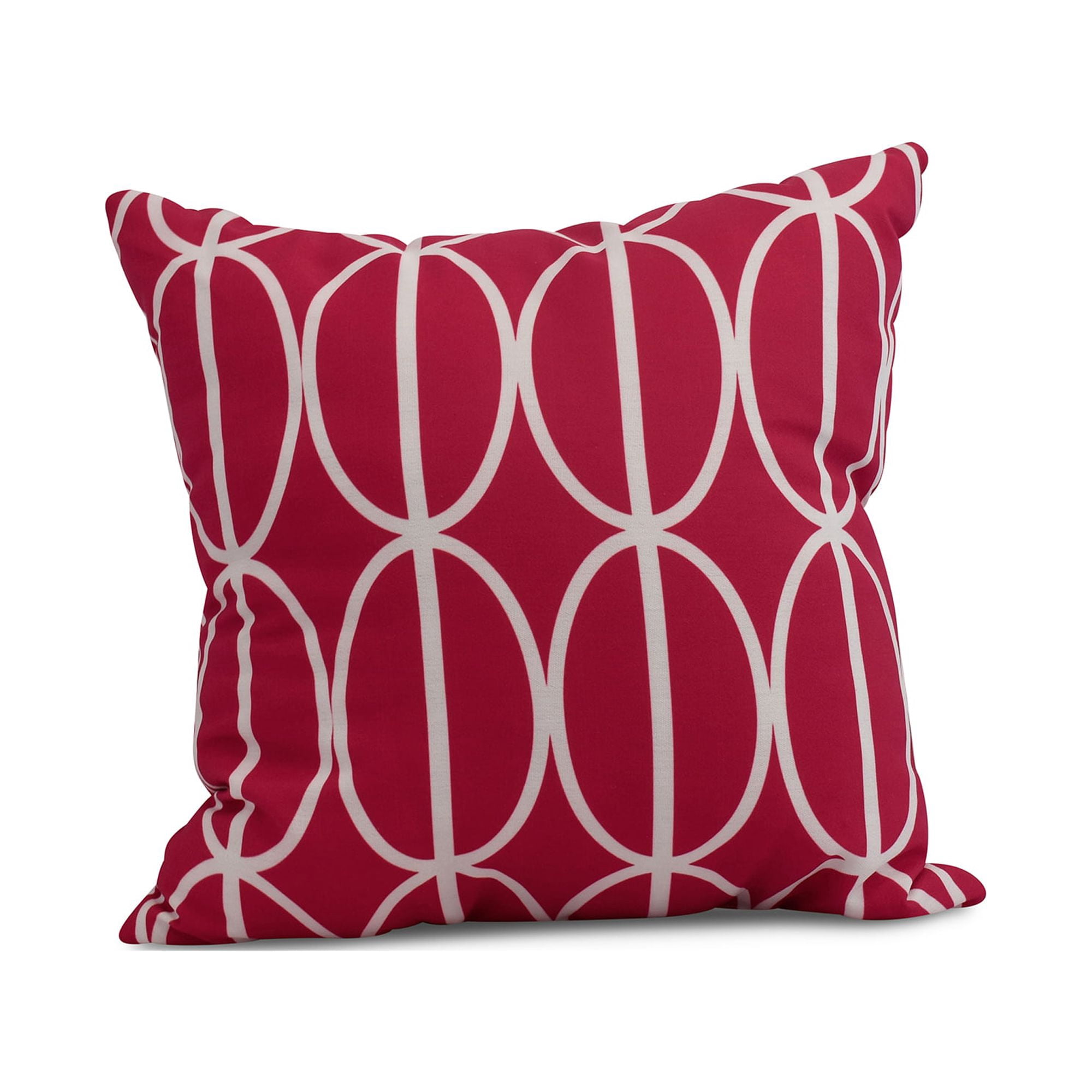 Simply Daisy, 16" x 16" Ovals Go \'Round , Geometric Print Outdoor Pillow, Pink/Fushcia
