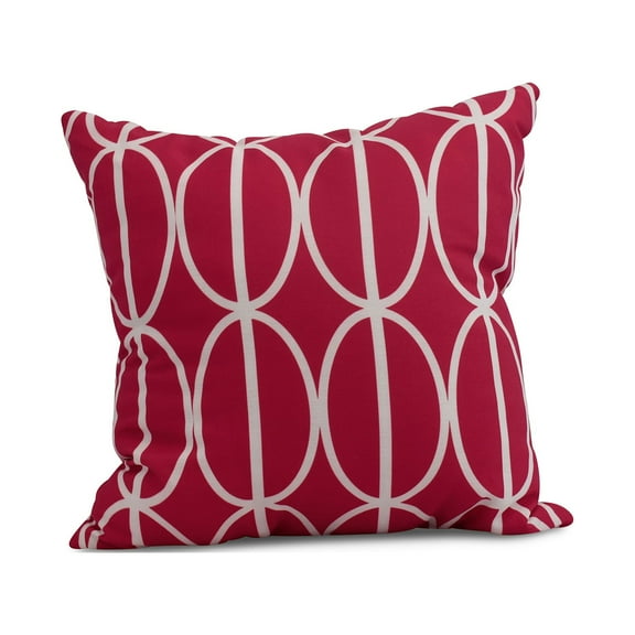 Simply Daisy, 16" x 16" Ovals Go 'Round , Geometric Print Outdoor Pillow, Pink/Fushcia