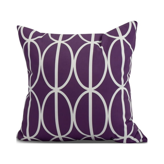 Simply Daisy, 16" x 16" Ovals Go 'Round , Geometric Print Outdoor Pillow, Purple