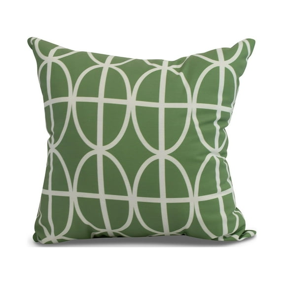 Simply Daisy, 16" x 16" Ovals and Stripes , Geometric Print Outdoor Pillow, Green