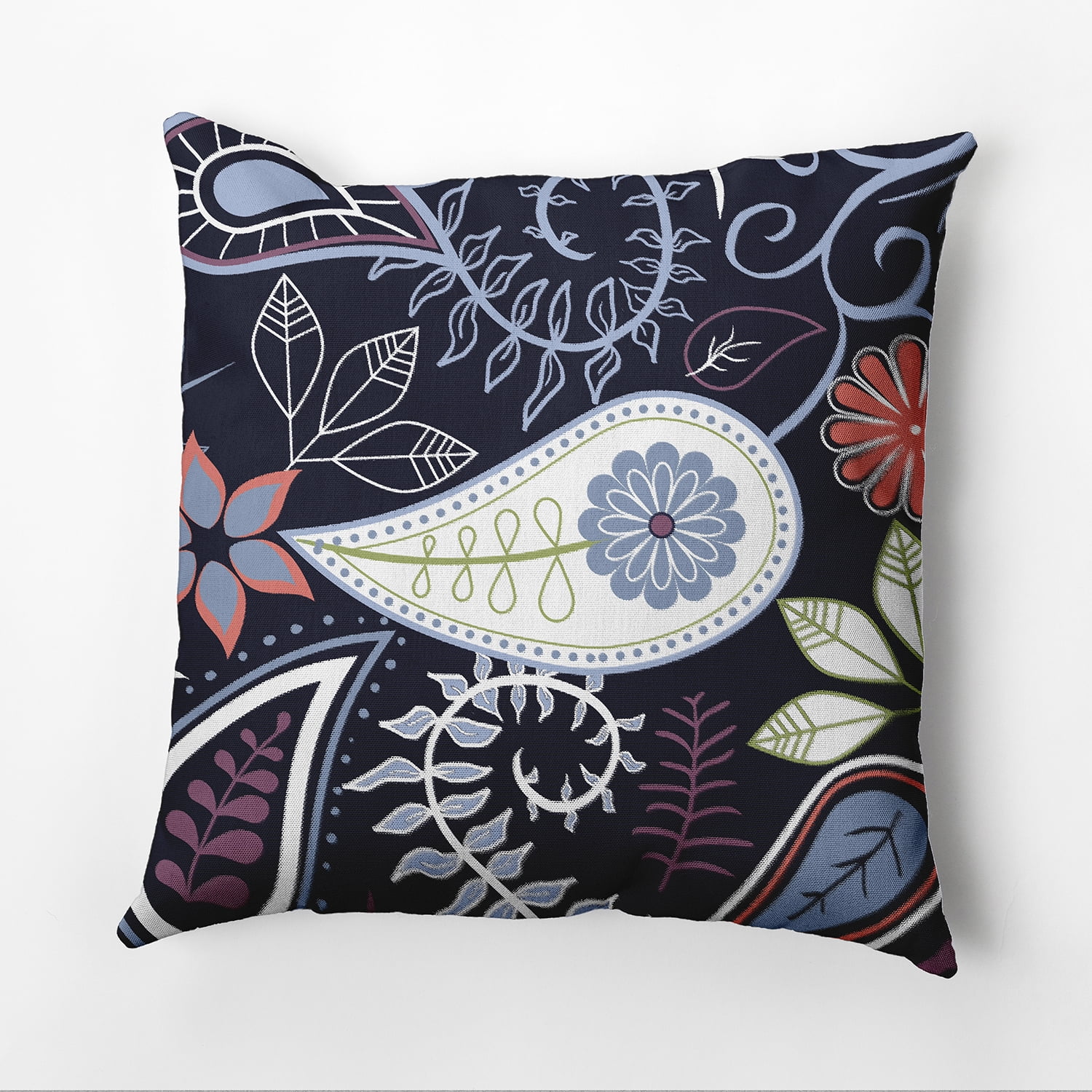 Simply Daisy 16" x 16" Paisley Floral Floral Outdoor Pillow, Blue (1 count)
