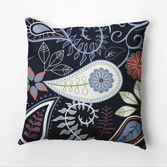 Simply Daisy 16" x 16" Paisley Floral Floral Outdoor Pillow, Blue (1 count)