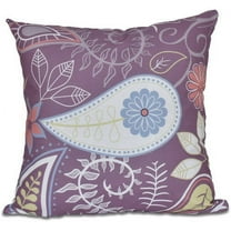 Simply Daisy 16" x 16" Paisley Floral Polyester Indoor/Outdoor Pillow, Purple (1 count)