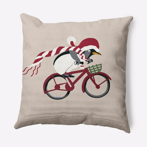 Simply Daisy 16" x 16" Pedaling Penguin Animal Outdoor Throw Pillow