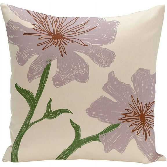 E by Design Simply Daisy 16” x 16” Outdoor Decorative Pillow, Polyester, Hypo-allergenic