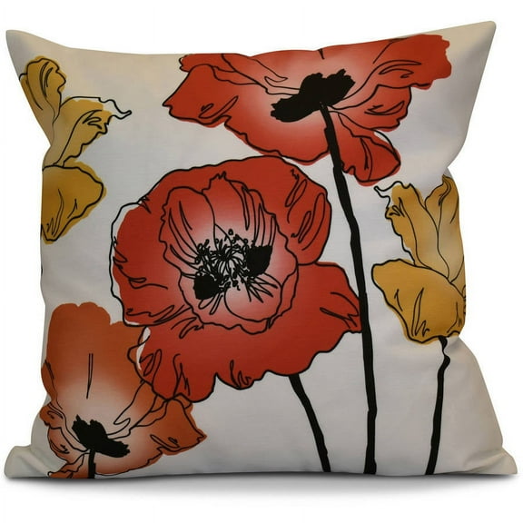 Simply Daisy 16" x 16" Poppies Floral Print Pillow