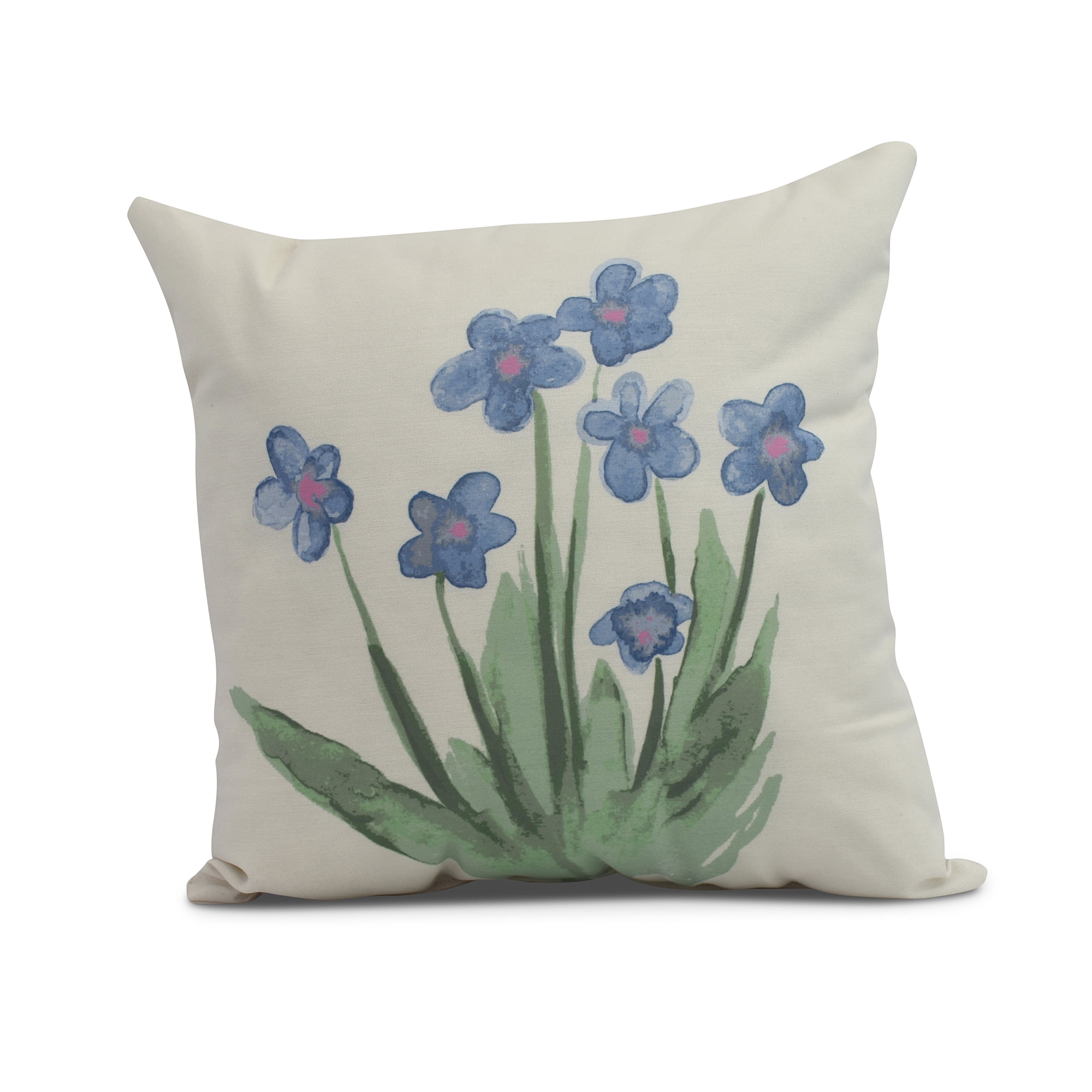 Simply Daisy, 16" x 16" Pretty Little Flower Outdoor Pillow, Light Blue