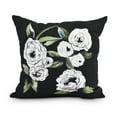thumbnail image 1 of Simply Daisy, 16" x 16" Radiant Rose Black Floral Print Decorative Outdoor Throw Pillow, 1 of 2
