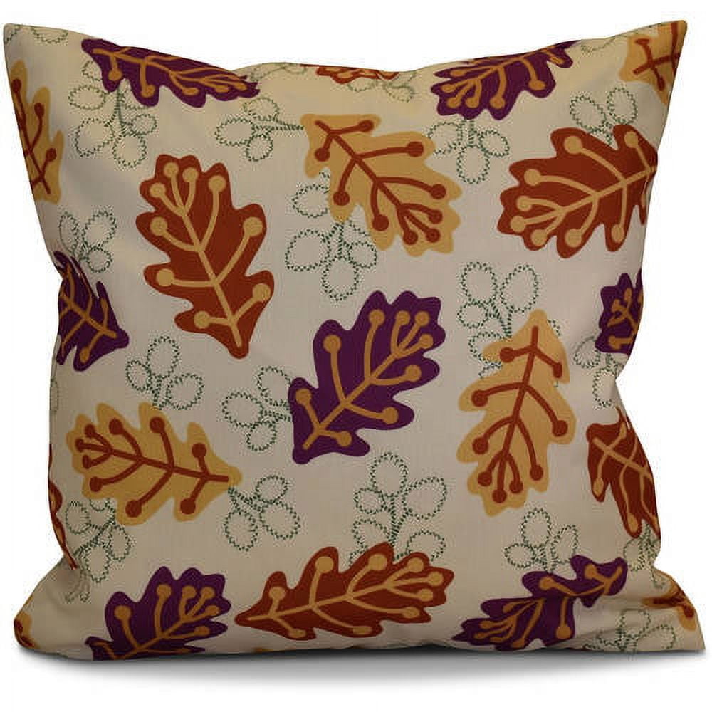 Simply Daisy 16" x 16" Retro Leaves Floral Print Outdoor Pillow, Orange